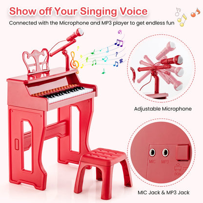 37 Keys Kids Piano Keyboard With Microphone, Red Pianos & Keyboards at Gallery Canada