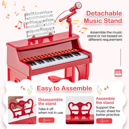 37 Keys Kids Piano Keyboard With Microphone, Red Pianos & Keyboards at Gallery Canada