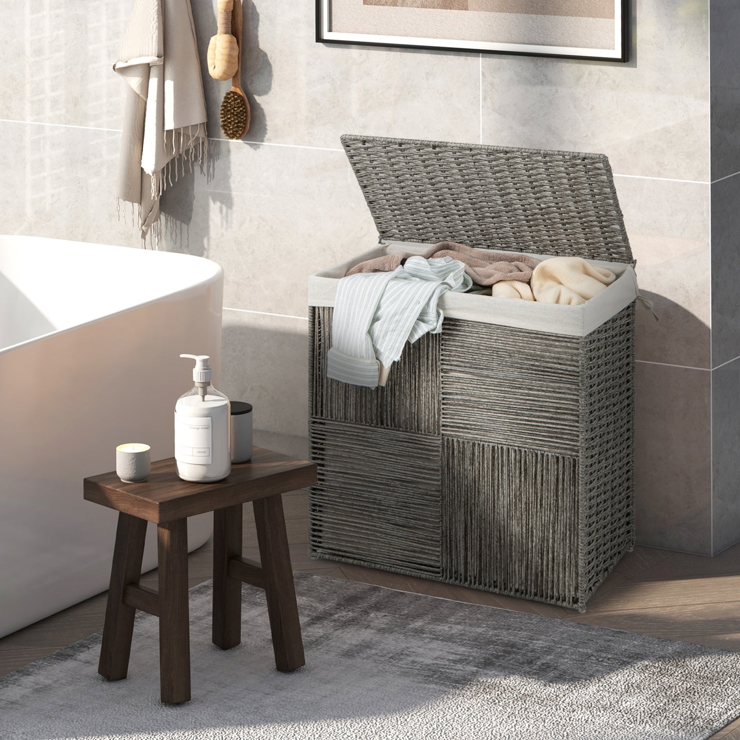 29 Gallons Laundry Hamper, Removable Liner Bag, Gray Laundry Baskets at Gallery Canada