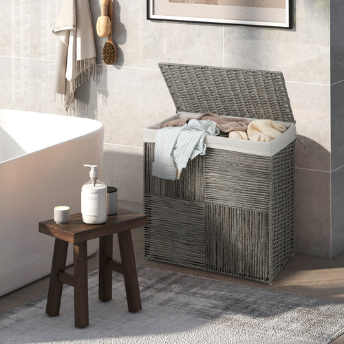 29 Gallons Laundry Hamper, Removable Liner Bag, Gray