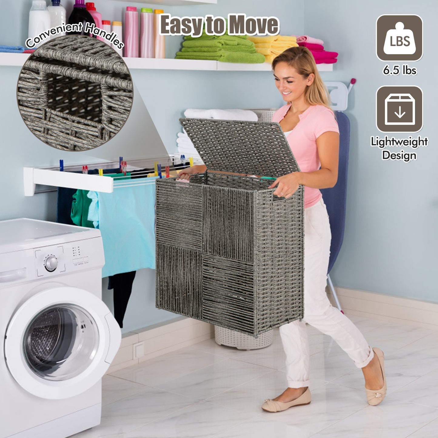 29 Gallons Laundry Hamper, Removable Liner Bag, Gray Laundry Baskets at Gallery Canada