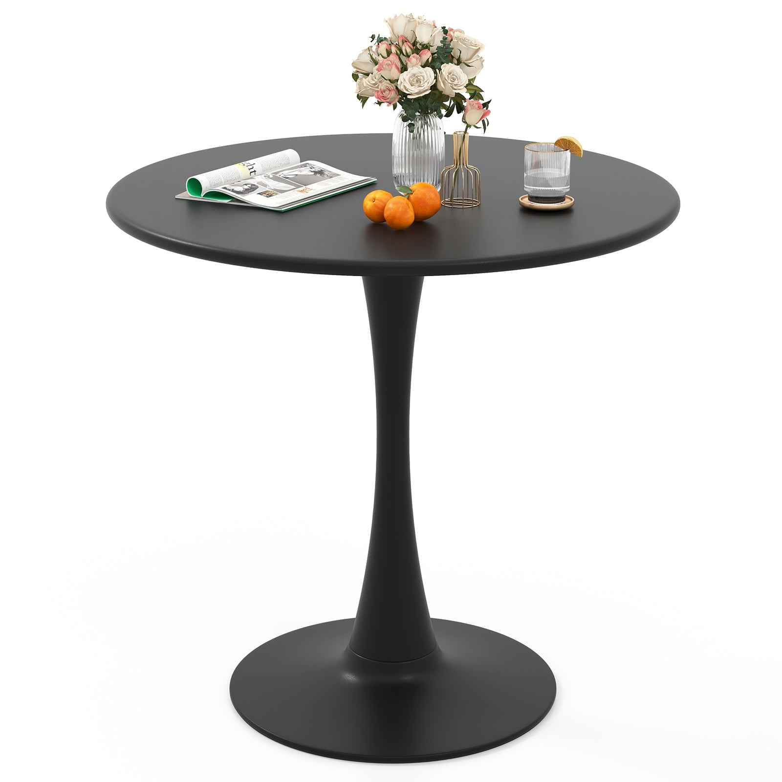 31.5 Inch Round Dining Table with Anti-Slip PP Ring, Black Bar Tables at Gallery Canada