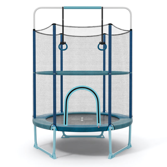 60 Inch Trampoline with Gymnastic Bar and Rings for Kids, Blue Trampolines Blue at Gallery Canada