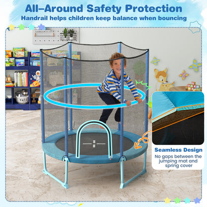 60 Inch Trampoline with Gymnastic Bar and Rings for Kids, Blue Trampolines at Gallery Canada