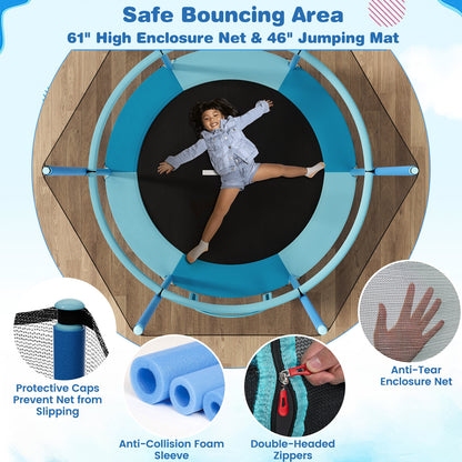 60 Inch Trampoline with Gymnastic Bar and Rings for Kids, Blue Trampolines at Gallery Canada