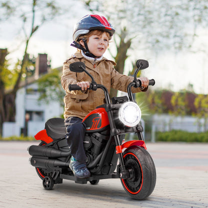 Kids Electric Motorcycle with Training Wheels and LED Headlights, Red Powered Ride On Toys at Gallery Canada