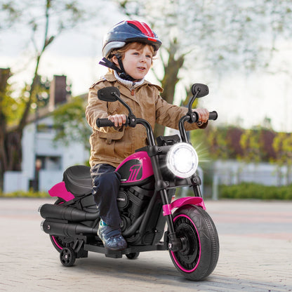 Kids Electric Motorcycle with Training Wheels and LED Headlights, Pink Powered Ride On Toys at Gallery Canada