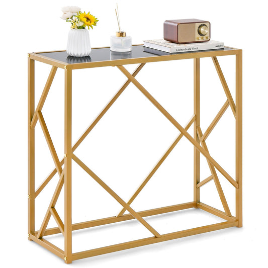 31.5 Inch Golden Heavy-duty Metal Frame Entryway Table with Foot Pads, Black - Gallery Canada