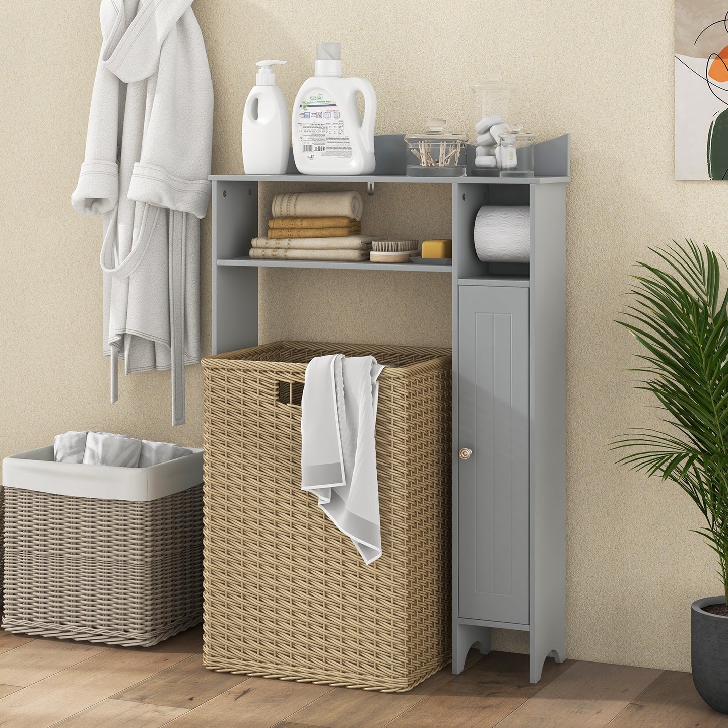 Over The Toilet Storage Cabinet, Toilet Paper Holder, Gray Bathroom Etagere at Gallery Canada