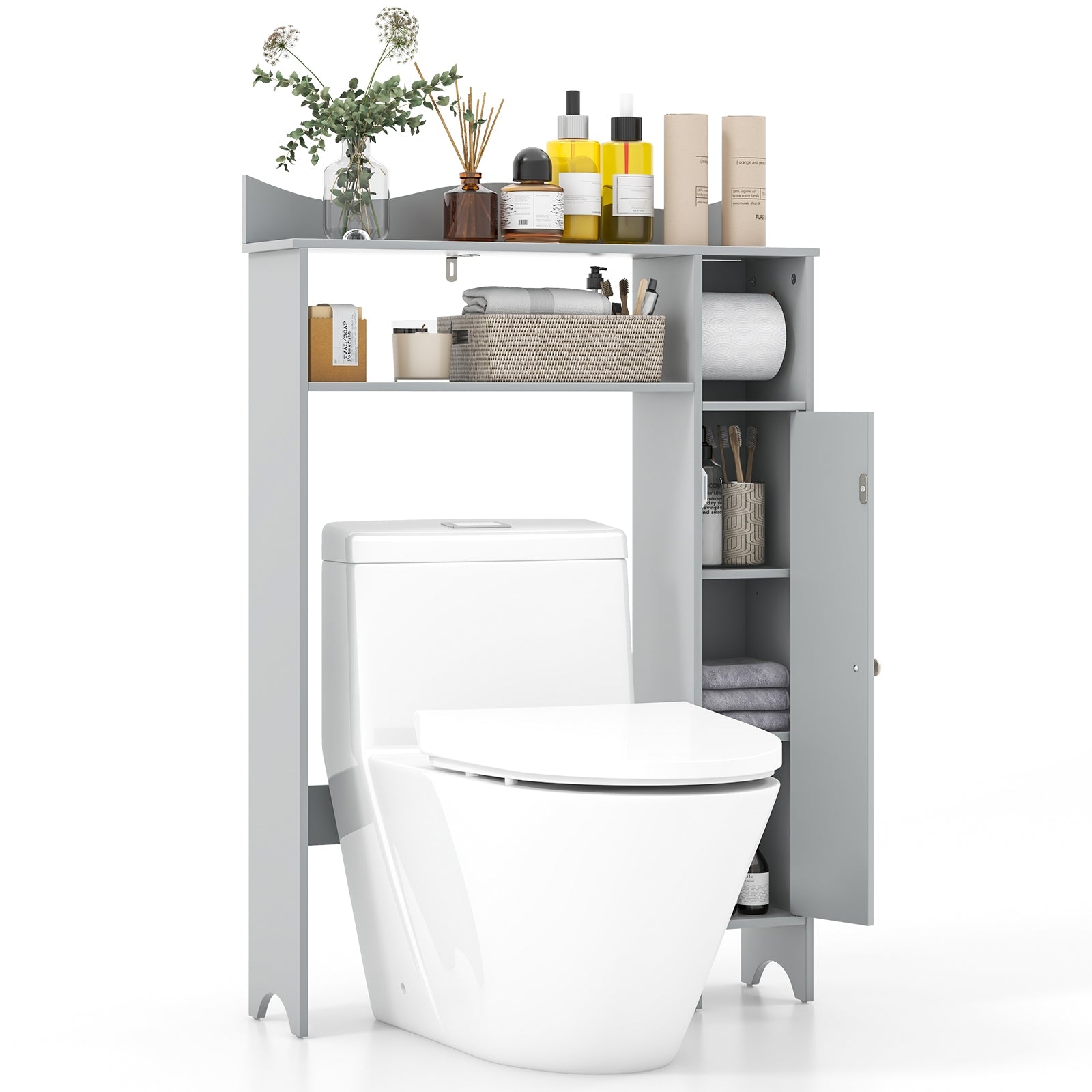 Over The Toilet Storage Cabinet, Toilet Paper Holder, Gray Bathroom Etagere at Gallery Canada