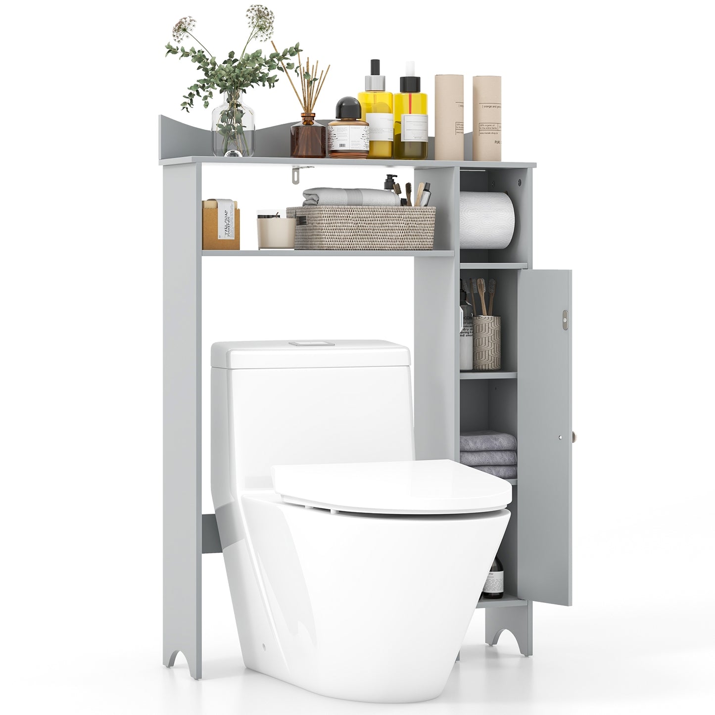 Over The Toilet Storage Cabinet, Toilet Paper Holder, Gray Bathroom Etagere at Gallery Canada