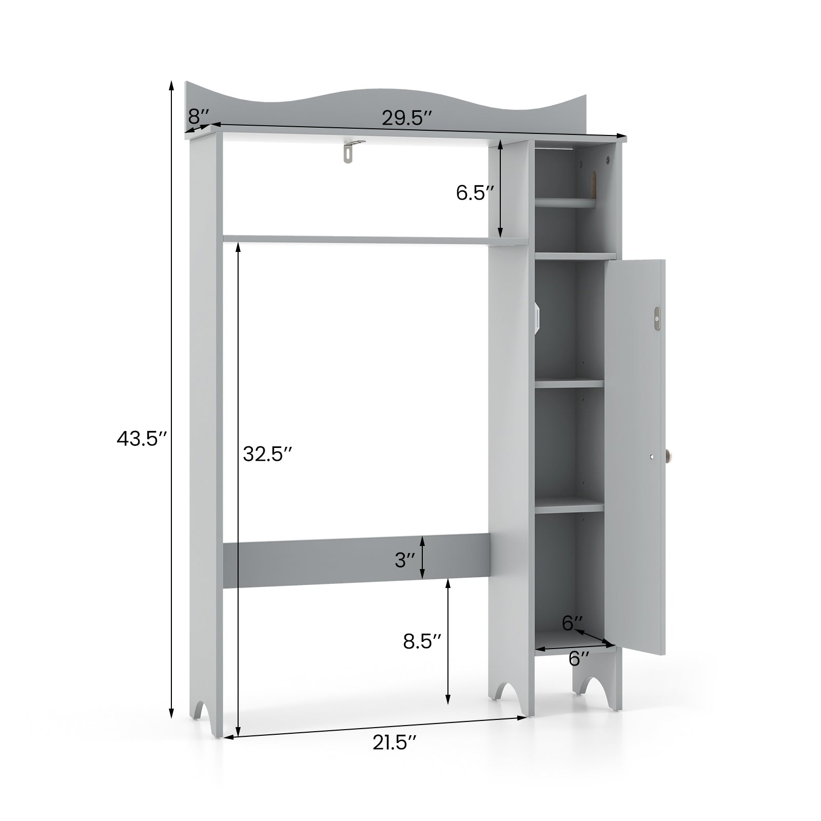 Over The Toilet Storage Cabinet, Toilet Paper Holder, Gray Bathroom Etagere at Gallery Canada