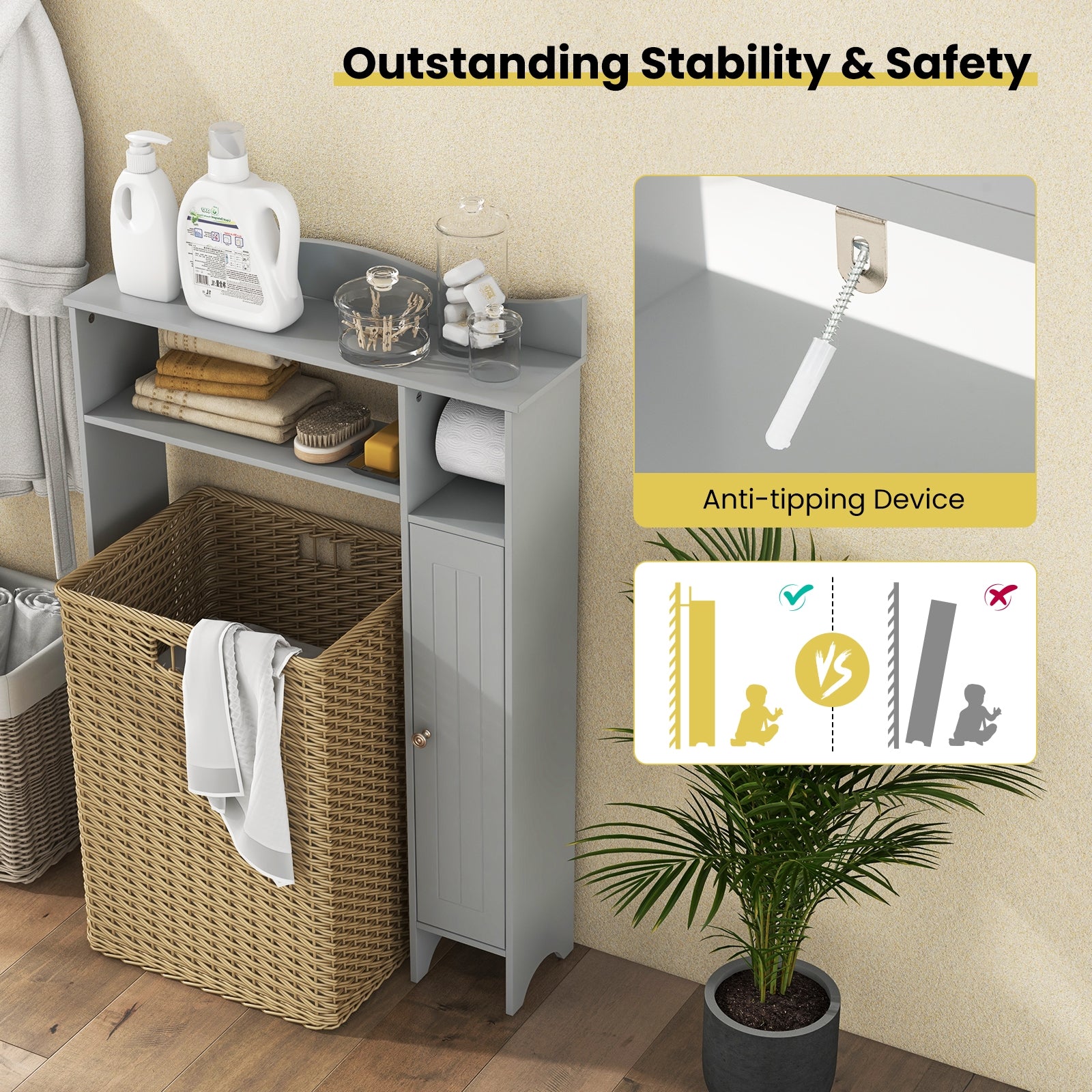 Over The Toilet Storage Cabinet, Toilet Paper Holder, Gray Bathroom Etagere at Gallery Canada
