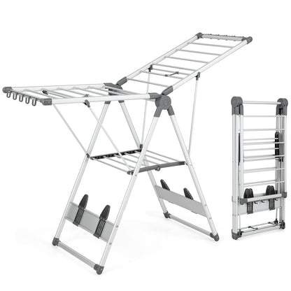 2-Layer Folding Drying Rack, 5-Level Adjustable Height, Silver Drying Racks at Gallery Canada