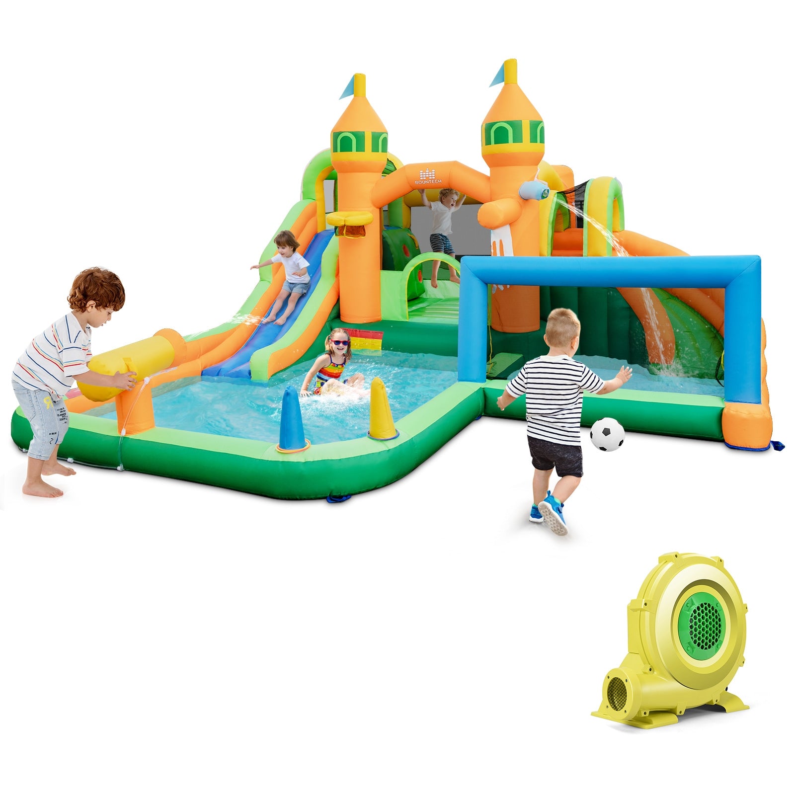 Inflatable Water Slide, 735W Blower, Multicolor Bounce House Multicolor at Gallery Canada