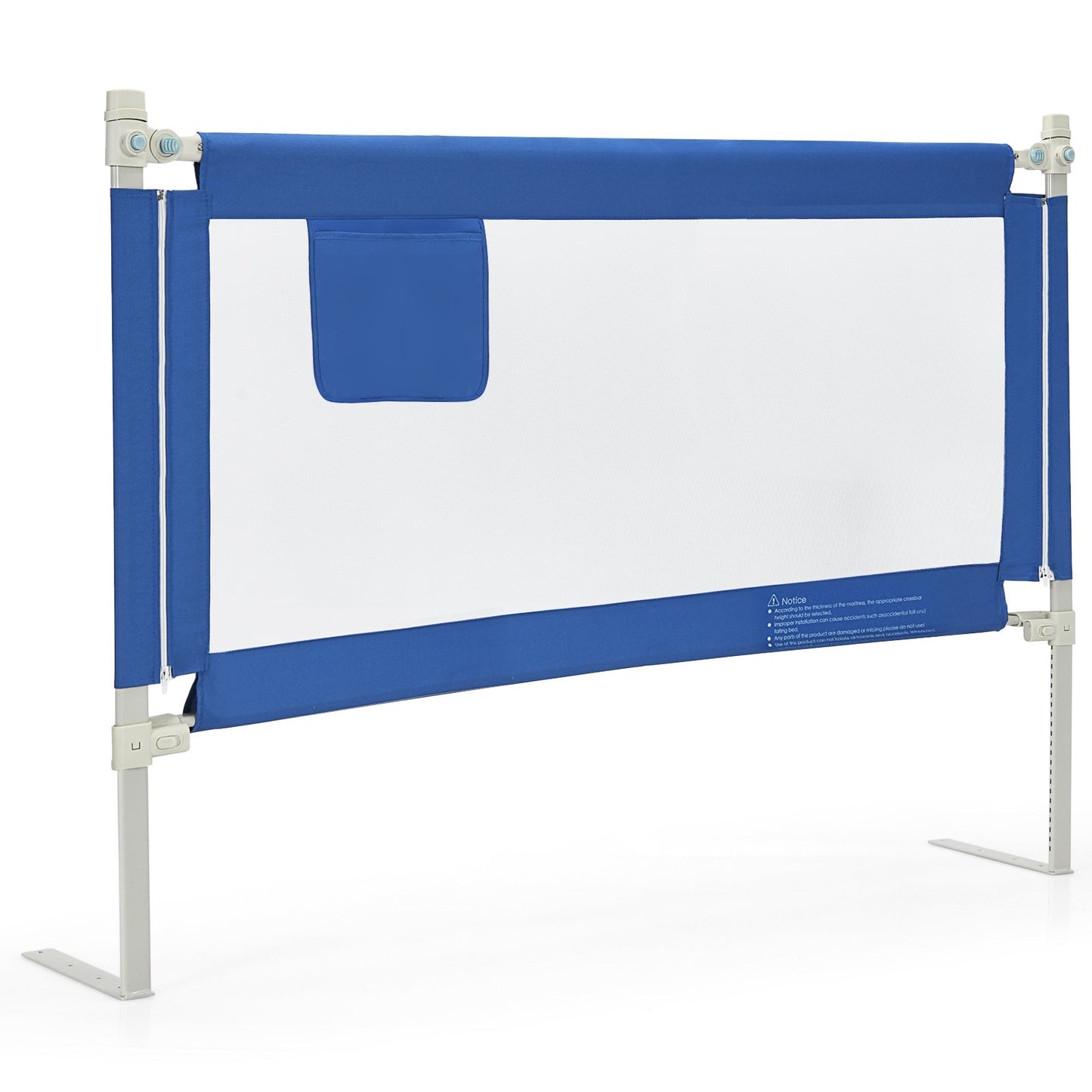57 Inch Toddlers Vertical Lifting Baby Bed Rail Guard with Lock, Blue