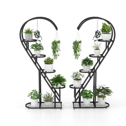 5 Tier Metal Plant Stand With Hanging Hook, Black Plant Stands at Gallery Canada