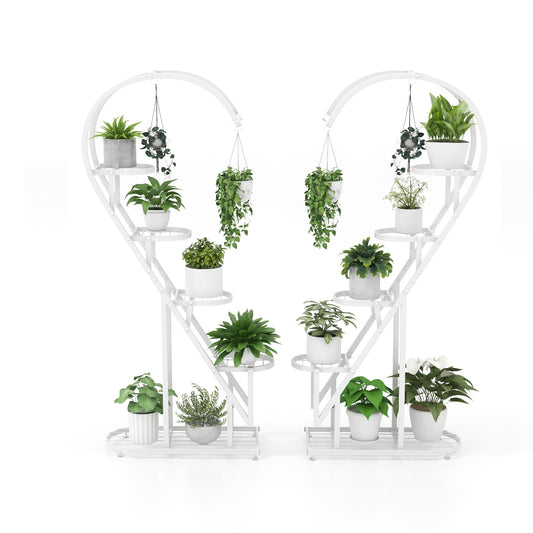 5 Tier Metal Plant Stand With Hanging Hook, White Plant Stands White at Gallery Canada
