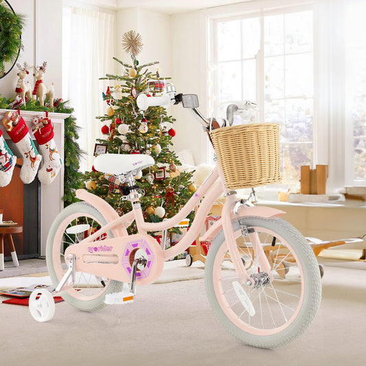 16-Inch Kids Bike with Training Wheels and Adjustable Handlebar Seat, Pink Kids Bike Pink at Gallery Canada