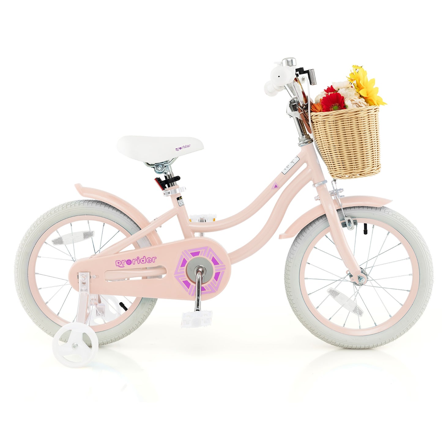 16-Inch Kids Bike with Training Wheels and Adjustable Handlebar Seat, Pink Kids Bike at Gallery Canada