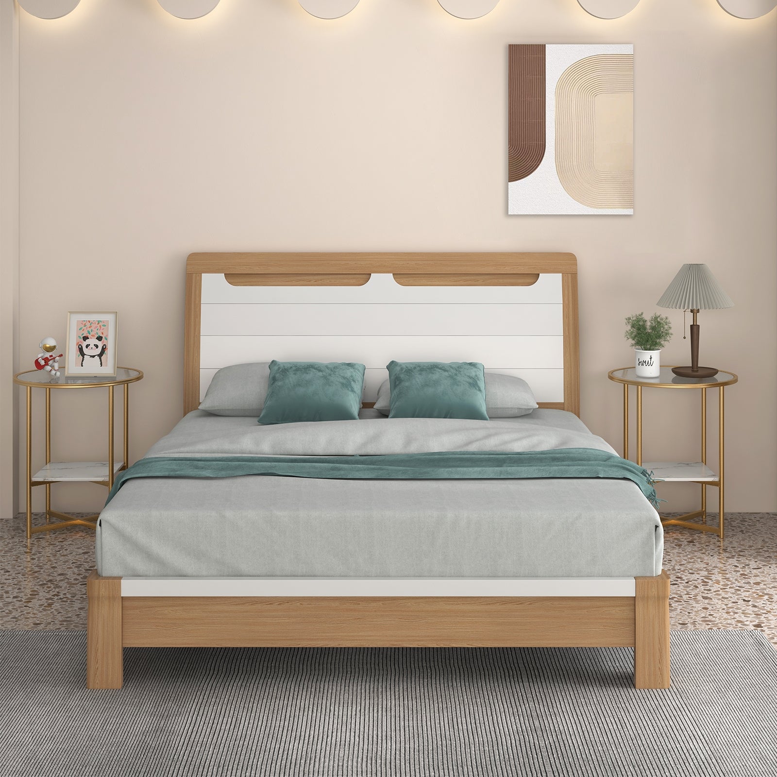 2-Tier Glass End Table Set of 2 with Faux Marble Storage Shelf, White End & Side Tables at Gallery Canada