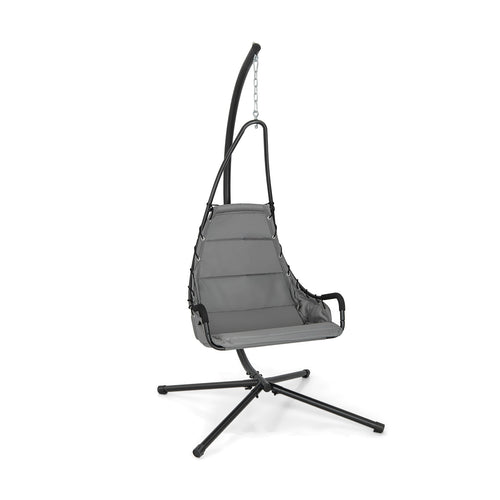 Hanging Chair with Stand and Extra Large Padded Seat, Gray