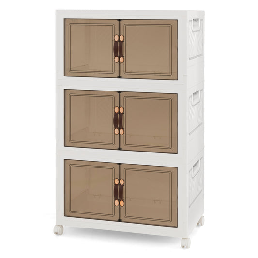 Stackable Storage Bins With Lockable Wheels, 3 Pack, White Cabinets & Chests White at Gallery Canada