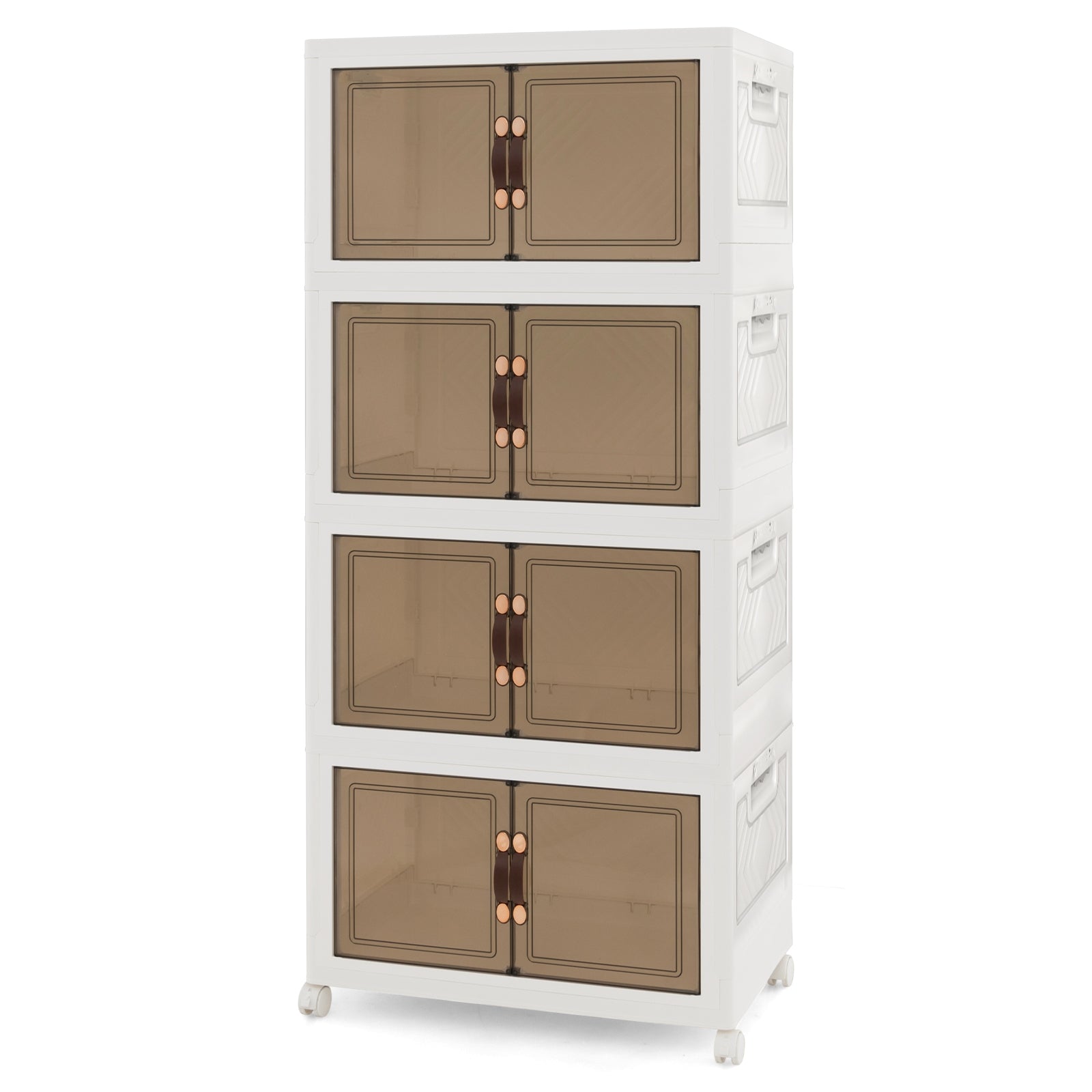 Stackable Storage Bins With Lockable Wheels, 4 Pack, White Cabinets & Chests White at Gallery Canada
