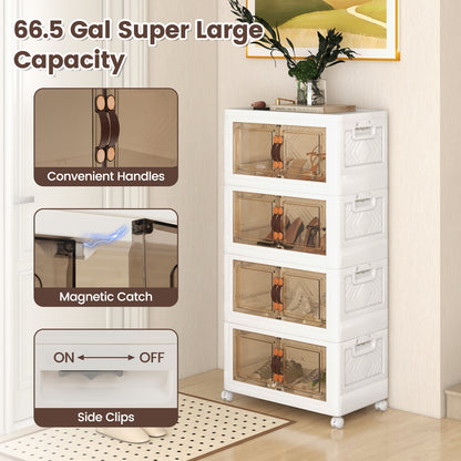 Stackable Storage Bins with Lockable Wheels-4 Pack, White Cabinets & Chests at Gallery Canada