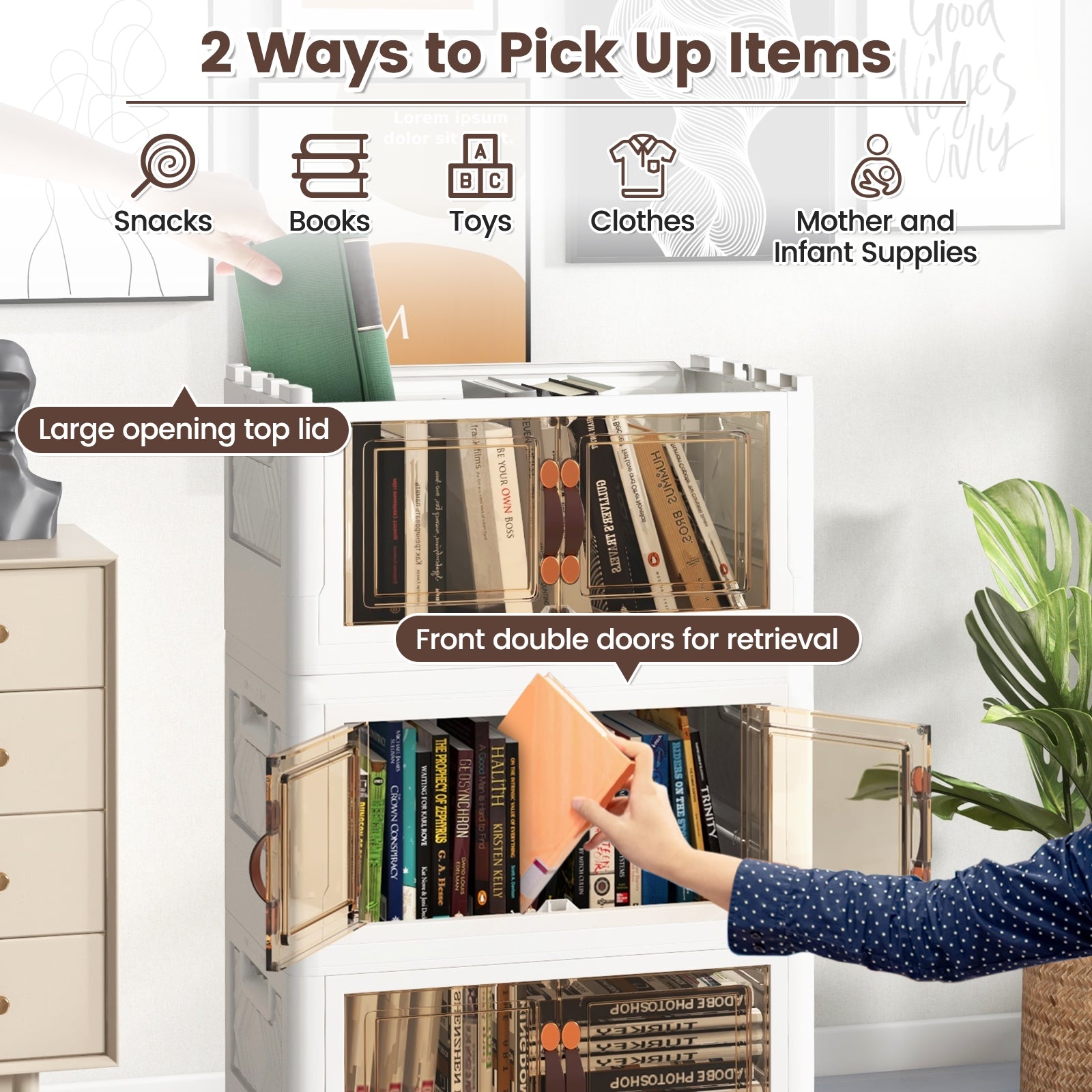 Stackable Storage Bins with Lockable Wheels-4 Pack, White Cabinets & Chests at Gallery Canada