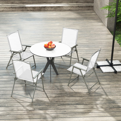 Set of 4 Patio Folding Chair Set with Rustproof Metal Frame, White Beach & Lawn Chairs at Gallery Canada