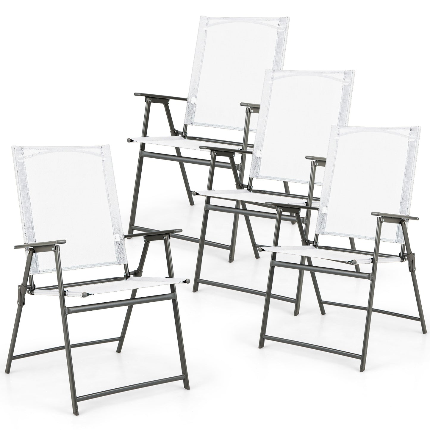 Patio Folding Chair Set, 4 Chairs, Rustproof Metal Frame, White Beach & Lawn Chairs at Gallery Canada