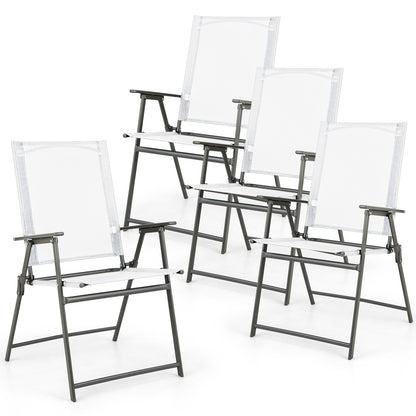 Patio Folding Chair Set, 4 Chairs, Rustproof Metal Frame, White Beach & Lawn Chairs at Gallery Canada