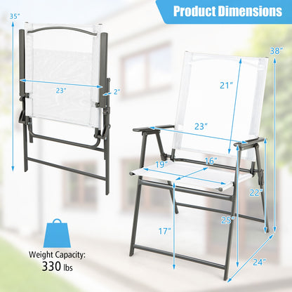 Set of 4 Patio Folding Chair Set with Rustproof Metal Frame, White Beach & Lawn Chairs at Gallery Canada