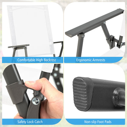 Set of 4 Patio Folding Chair Set with Rustproof Metal Frame, White Beach & Lawn Chairs at Gallery Canada