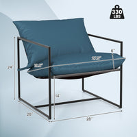 Thumbnail for 2 Pieces Sling Accent Chair Leisure Chair with Weatherproof Seat Fabric Indoor Outdoor - Gallery View 4 of 9