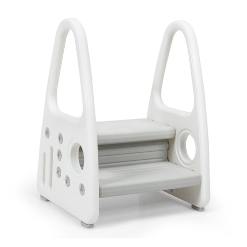 Kids Step Stool With Armrest, For Kitchen Toilet Potty Training, Gray