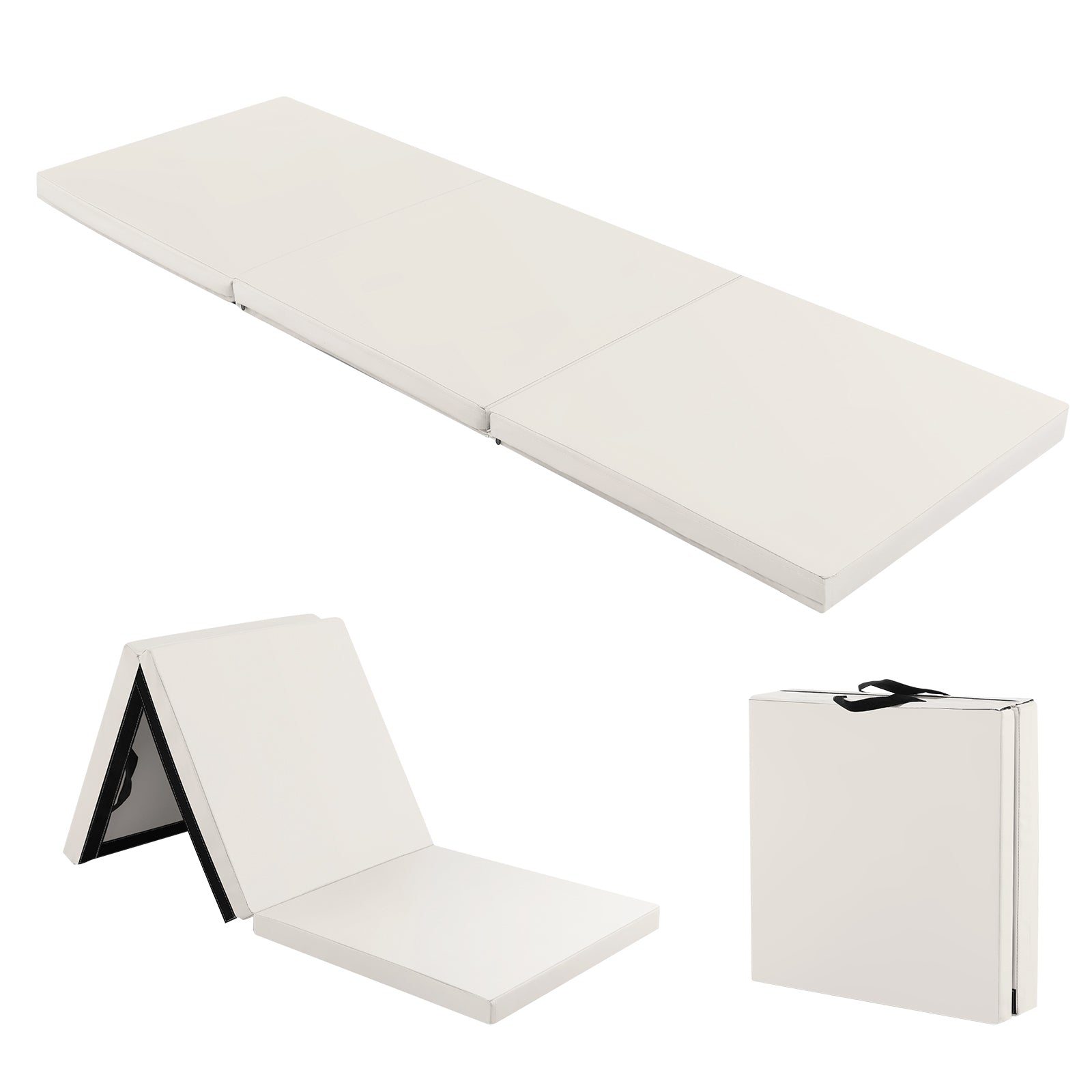 6 x 2 FT Tri-Fold Gym Mat with Handles and Removable Zippered Cover, Light Gray Yoga & Gym Mats Light Gray at Gallery Canada