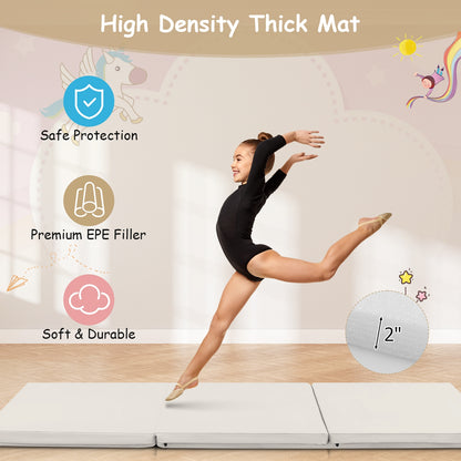 6 x 2 FT Tri-Fold Gym Mat with Handles and Removable Zippered Cover, Light Gray Yoga & Gym Mats at Gallery Canada