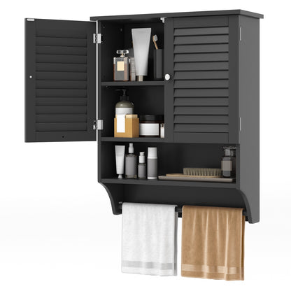 2-Doors Bathroom Wall-Mounted Medicine Cabinet with Towel Bar, Black Wall Cabinets at Gallery Canada