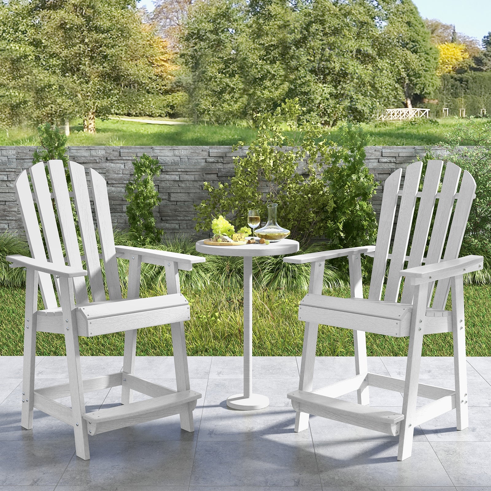 HDPE Patio Chair with Armrest and Footrest for Indoor Outdoor, White Adirondack Chairs at Gallery Canada