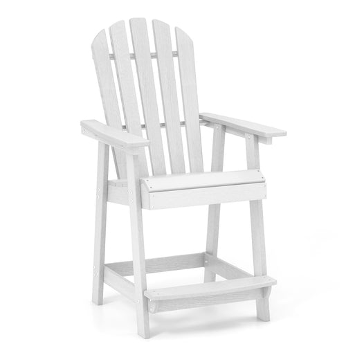 HDPE Patio Chair With Armrest, Footrest, White