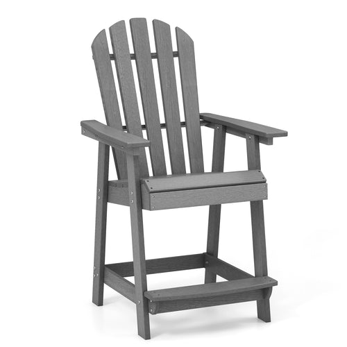 HDPE Patio Chair With Armrest, Footrest, Gray