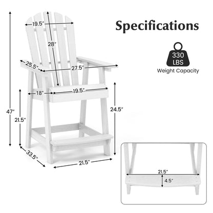 HDPE Patio Chair with Armrest and Footrest for Indoor Outdoor, White Adirondack Chairs at Gallery Canada