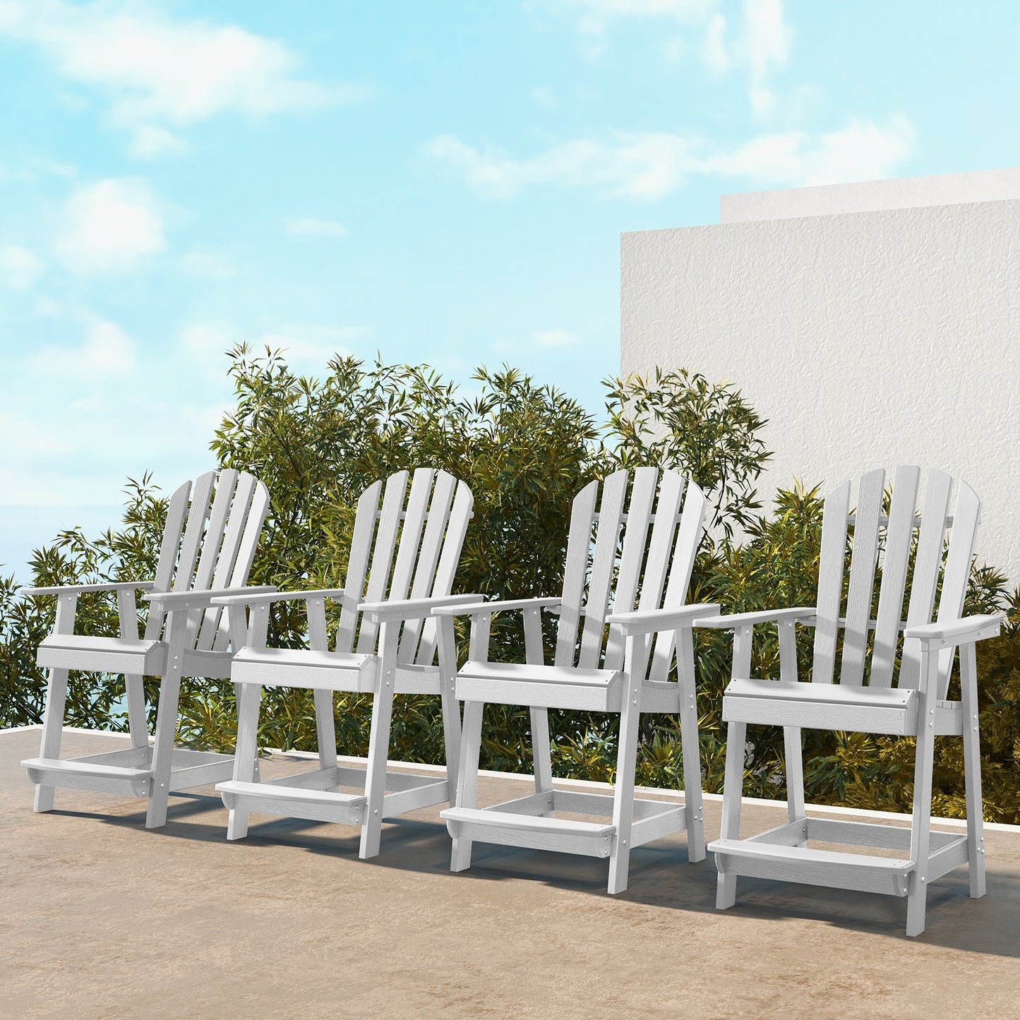 HDPE Patio Chair with Armrest and Footrest for Indoor Outdoor, White Adirondack Chairs at Gallery Canada