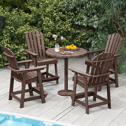 HDPE Patio Chair with Armrest and Footrest for Indoor Outdoor, Brown Adirondack Chairs at Gallery Canada