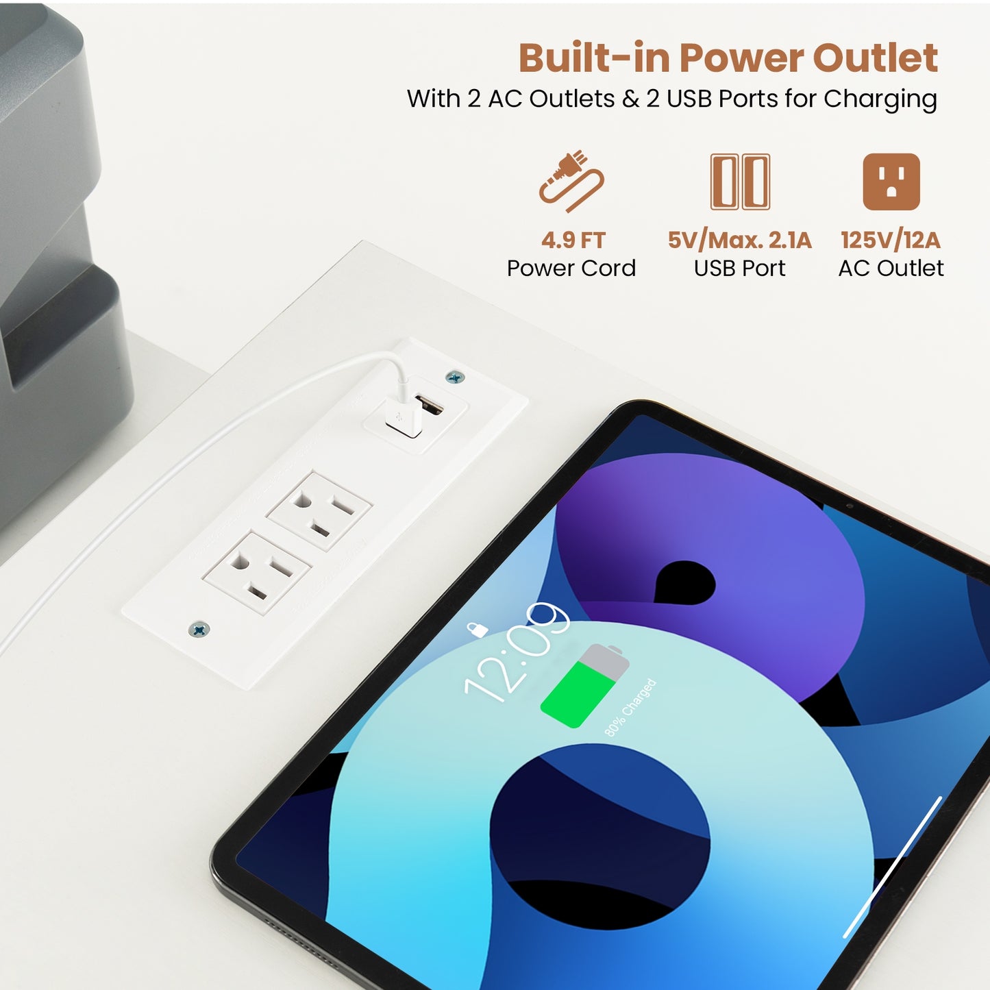 L-shaped Computer Desk with Power Outlet for Working Studying Gaming, White L-Shaped Desks at Gallery Canada