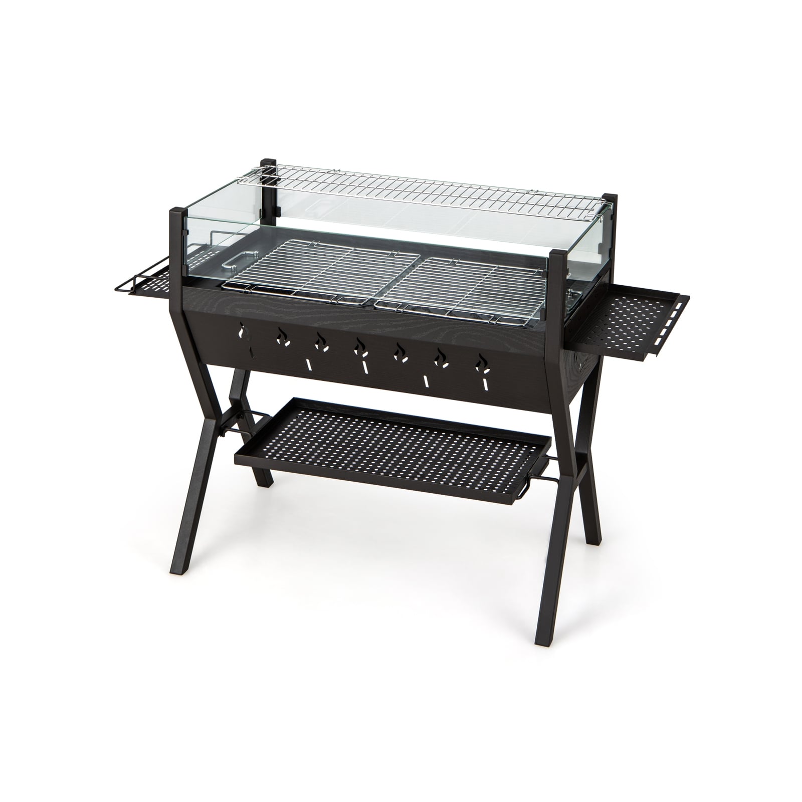Charcoal Grill With Wind Guard, Seasoning Racks, Black Outdoor Grills Black at Gallery Canada