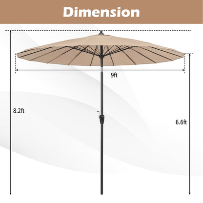 9 Feet Round Patio Umbrella with 18 Fiberglass Ribs, Tan Outdoor Umbrellas at Gallery Canada