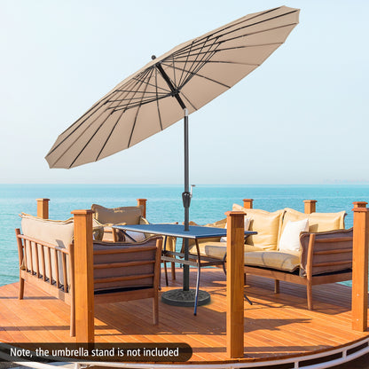 9 Feet Round Patio Umbrella with 18 Fiberglass Ribs, Tan Outdoor Umbrellas at Gallery Canada